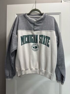 Vintage Gear For Sports Gray & White Michigan State Crewneck Sweatshirt